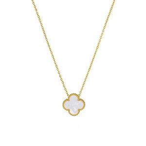Elegant Gold and White Clover Necklace Stainless Steel